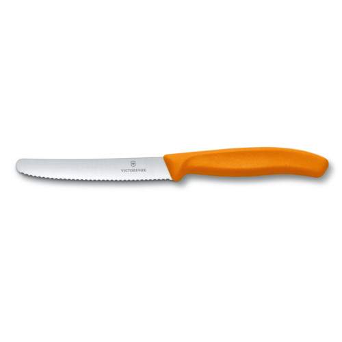Victorinox Doğrama&Soyma Bıçağı [Testereli - Yuvarlak Uç - 11cm] - Turuncu