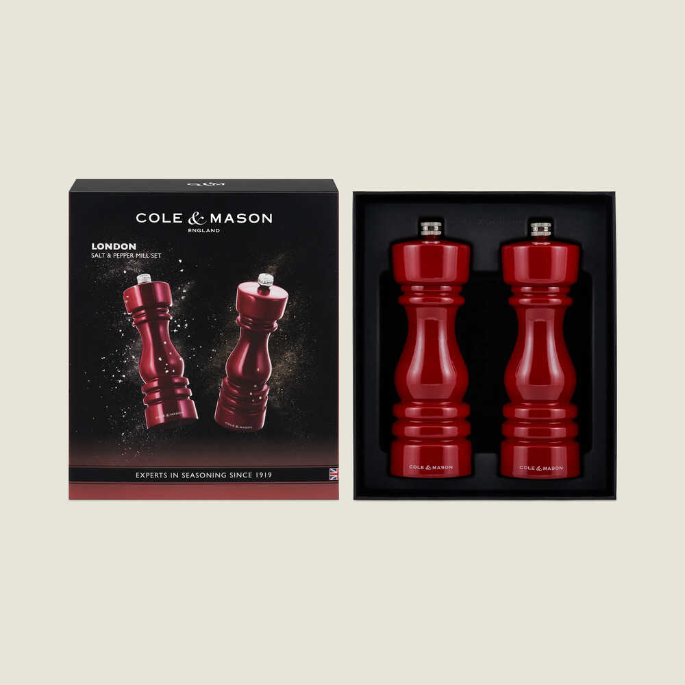 Cole & Mason London kırmızı tuz ve karabiber değirmeni hediye seti