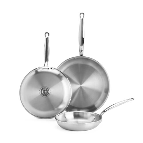 GreenPan Premiere Pro 5-Ply Paslanmaz Çelik 3 Parça Tava Seti 20-24-28 cm – set görünümü